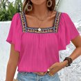 thumbnail image 5 of Pincandy Cotton Linen Tops for Women Summer Casual 3/4 Sleeve T Shirts Lightweight Ethnic Style Embroidery Blouses Tees, 5 of 7
