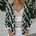 thumbnail image 2 of Jsaierl Cardigans for Women 3/4 Bell Sleeve Cotton Linen Summer Open Front Lace Shirts Boho Print Ladies Blouses Going Out Elegant Tunic Tops S-2XL, 2 of 5