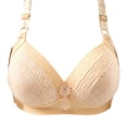 thumbnail image 4 of Women's Non-Steel Wire Support Bra, Breathable Gathered Cup, Elastic Cotton Underwear for Daily Wear and Comfort #Khaki,M（38/85）, 4 of 8