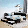 thumbnail image 2 of Miekor Furniture Full Size Upholstered Platform Bed Frame with 2 Storage Drawers, Adjustable Velvet Sofa Bed, Black MK9172, 2 of 12