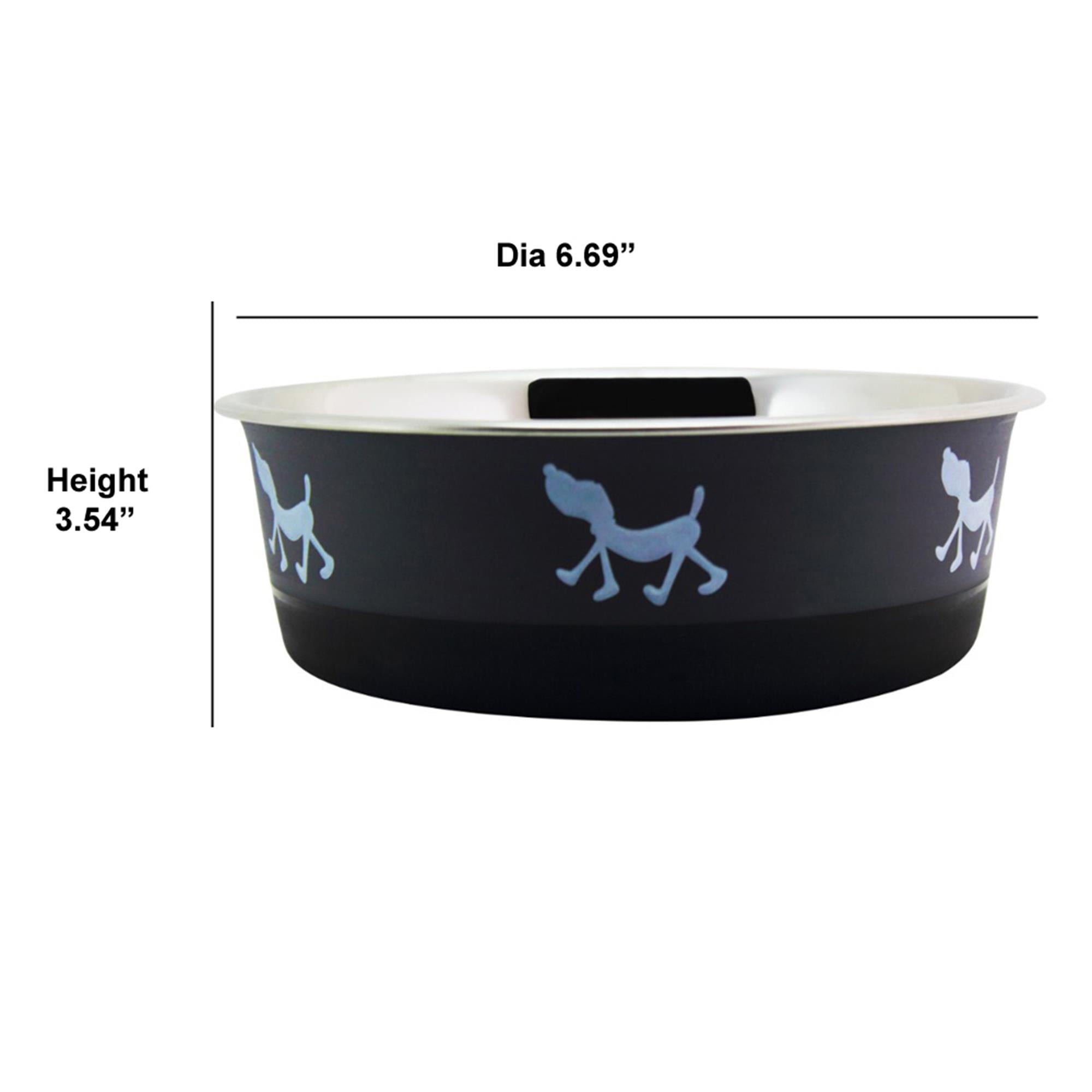Pefilos 28.7 oz Stainless Steel Pet Bowl with Anti Skid Rubber Base and Dog Design, 6.69"x3.54" Dog Bowls for Small Dogs, Gray Pefilos 28.7 oz Stainless Steel Pet Bowl with Anti Skid Rubber Base and Dog Design, 6.69"x3.54" Dog Bowls for Small Dogs, Gray