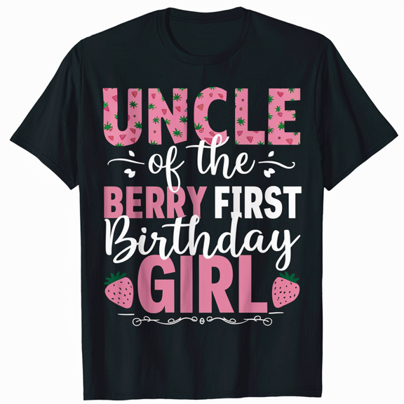 Uncle Of The Berry Sweet One Strawberry 1st Birthday T-Shirt