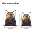 thumbnail image 2 of Xecao Maple Leaf Meditating Squirrel Pattern Sports Drawstring Backpack - String Swim Gym Bag with Wet Proof Pocket for Women&Men-Medium, 2 of 6