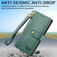 thumbnail image 3 of Feishell for Samsung Galaxy A05 Case,RFID Blocking Wallet Case for Women Men,Premium PU Leather Credit Card Holder Zipper Pocket Magnetic Buckle Flip Kickstand Phone Case with Wrist Strap,Green, 3 of 9