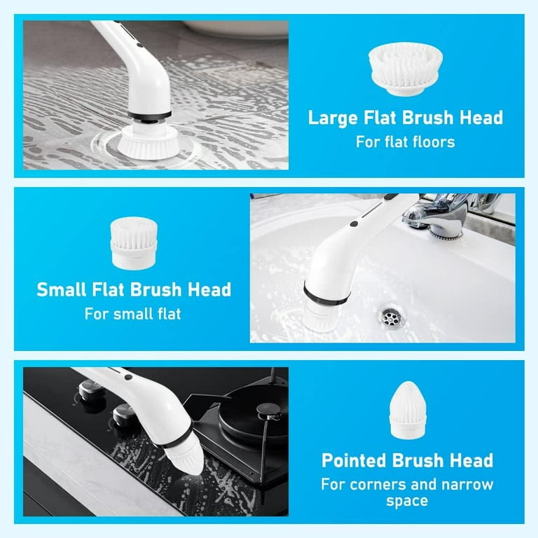 Electric Cleaning Brush, 8 in1 Electric Cordless Spin Scrubber and  Adjustable Extension Deep Cleaning Brush for Electric Washer Bathroom  Bathtub Kitchen Sink Floor Trolley Car, Strong and Efficient 