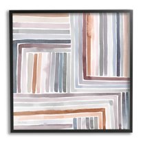 Stupell Industries Structured Geometric Lines Abstract Square Shapes Painting Black Framed Art Print Wall Art, Design by Kristen Brockmon
