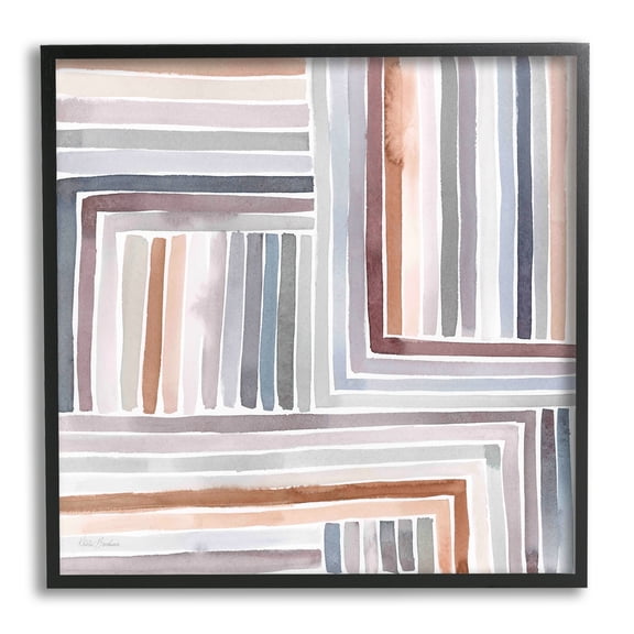 Stupell Industries Structured Geometric Lines Abstract Square Shapes Painting Black Framed Art Print Wall Art, Design by Kristen Brockmon