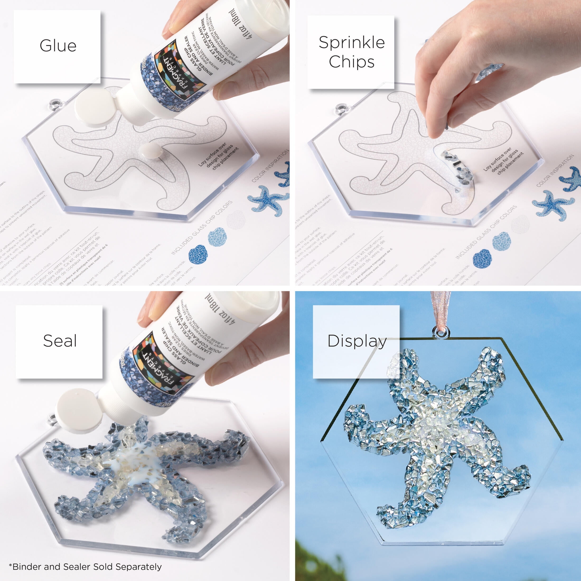 (2 pack) Fragment Effects Glass Chip Crafting Set, Starfish, 6 Piece