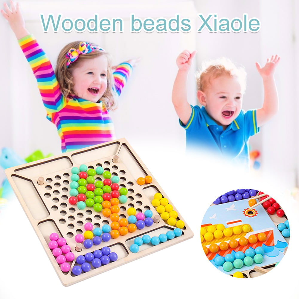 Wooden Beads Game Toy For Baby Kids Clip Toddlers Early Developmental Toys 