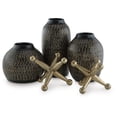 thumbnail image 3 of Signature Design by Ashley Vinburn 5-Piece Decorative Accessory Set, Modern Metal Vases and Sculptures, Matte Black and Goldtone, 3 of 5