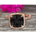 thumbnail image 1 of Surprisingly Black Diamond Moissanite Engagement Ring 2.05 Carat Cushion Cut Halo Design 10k Rose Gold Anniversary Ring, 1 of 5