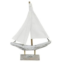 Wooden Sailboat Nautical Sail Boat Decor Coastal Centerpiece Home Shelf Decoration Beach Themed Statue Ornaments for Bathroom Room Bedroom (B)
