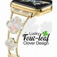 thumbnail image 2 of Cute Clover Band Compatible with Apple Watch Bands for Women 40mm 41mm 38mm Series 9 Ultra SE 8 7 6 5 4 3 2 1, Luxury Sparkle Diamond Replacement Bracelet Wristband -Starlight, 2 of 5