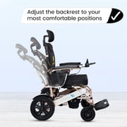 Fold and Travel Auto-Recline Electric Wheelchair Delivering Portable Power Wheel Chair Designed for Modern Travellers Innovative Convenience for Adults and Seniors (1 Battery 15+ Miles Range, Brown)