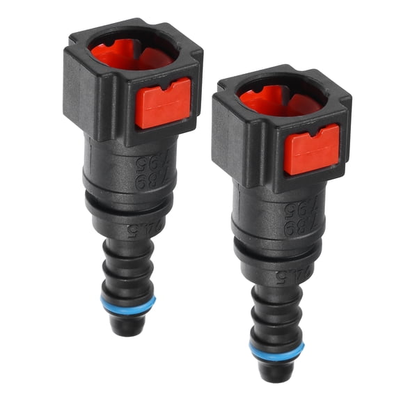 Unique Bargains Car Fuel Line Hose Quick Release Connector Straight 5/16" 7.89mm SAE to 1/4" 6mm Hose Red 2 Pcs