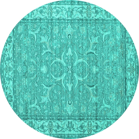 Ahgly Company Indoor Round Persian Turquoise Blue Traditional Area Rugs, 4' Round