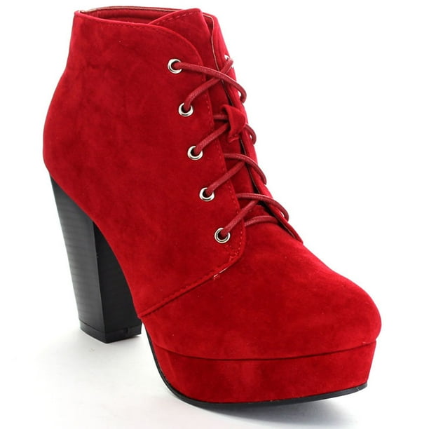 lace up platform chunky heel booties