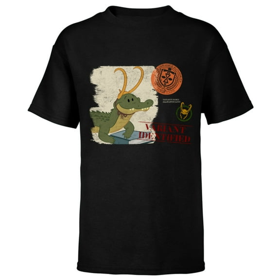 Marvel Loki Cartoon Alligator Loki Variant Identified - Short Sleeve T-Shirt for Kids – Customized-Black