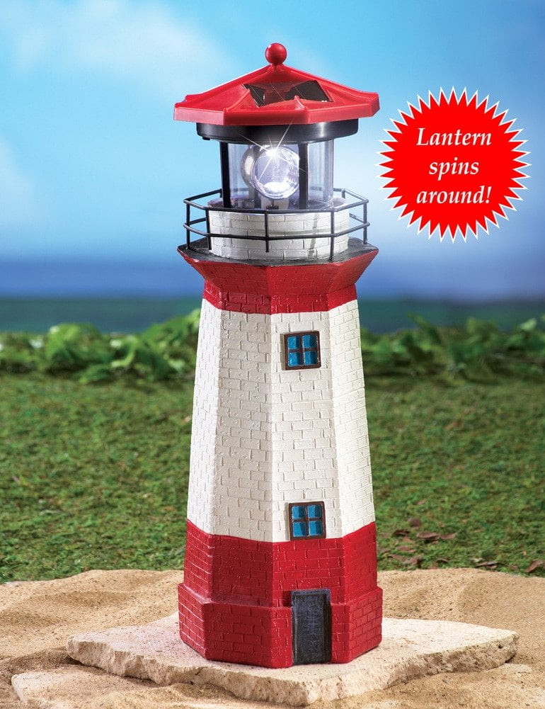 JUMBL Solar Lighthouse with Rotating Lamp - Outdoor Garden Decor