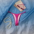 thumbnail image 5 of vigerkar Women's Metallic Bikini Bottoms Shiny Swimwear Bottom Low Waist Adjustable Waist Bathing Suit Thong (Hot Pink, S), 5 of 5