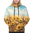 thumbnail image 2 of Bingfone Sunflower Field Bliss Men's Drawstring Hoodie Long Sleeve Pocket Sweatshirts-X-Large, 2 of 6