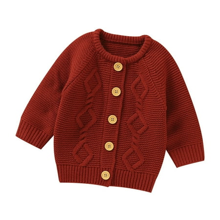 

Baby Girl Boy Knit Cardigan Sweater Warm Pullover Tops Toddler Solid Outerwear Jacket Coat Outfit Clothes Sweat Shirts for Women