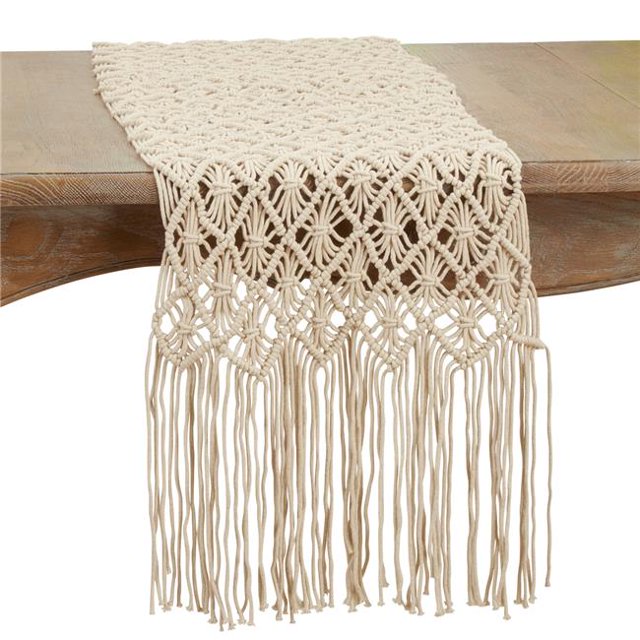 Saro Lifestyle 7002.N1672B 16 x 72 Pouces Macram Table Runner&44; Naturel