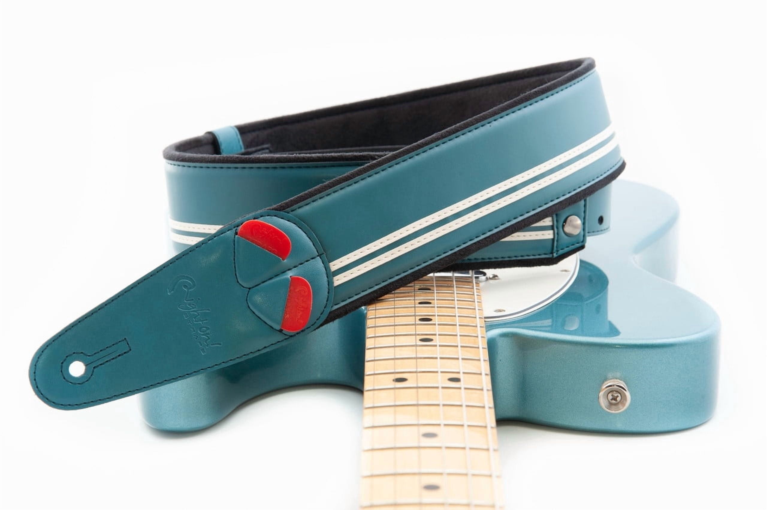 RightOn! Straps Mojo Collection Race-60 Guitar & Bass Strap made with Vegan Leather – Stylish and Comfortable - Teal