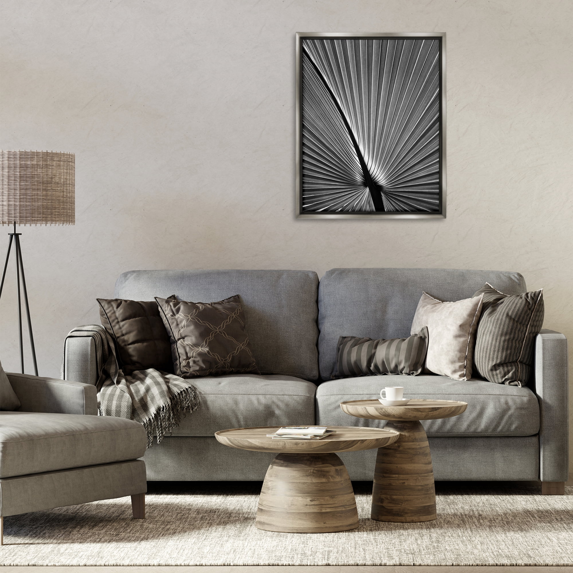 Stupell Industries Palm Frond Detail Botanical & Floral Photography Gray Floater Framed Art Print Wall Art, 25 x 31