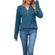 thumbnail image 2 of Neewe Womens Plain Casual Button Decoration V Neck Long Sleeve Shirts Oversized Solid Blouses Tops, 2 of 3