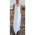 thumbnail image 2 of Vestido CHARTOU de verano para mujer, sin mangas, lino, azul, talla M, 2 of 5