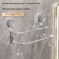 thumbnail image 3 of Transparent Long Dual-Rod Towel Holder with Suction Cup Mount – Luxury Bathroom Organizer for Wet & Dry Towels, Easy Install Wall-Mounted Storage Rack with Hooks for Home/Commercial Use, 3 of 6