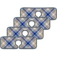 thumbnail image 3 of SKYSONIC Faucet Absorbent Mat 4 Pcs Blue Gold Tartan Pattern Kitchen Faucet Splash Catcher Washable Counter Drying Pads Behind Faucet for Kitchen Bathroom, 3 of 7