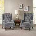 Noble House Walter Wingback Fabric Recliner, Set of 2, Gray