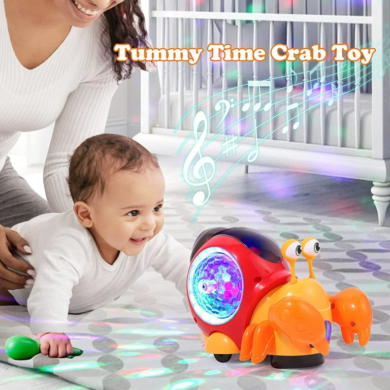 Crawling Crab Baby Toys with Music and LED Light for Kids Toddles -  Interactive Infrared Induction RC Toys with Automatically Avoid Obstacles -  USB Rechargeable Electronics Toys for Boy and Girl Gift