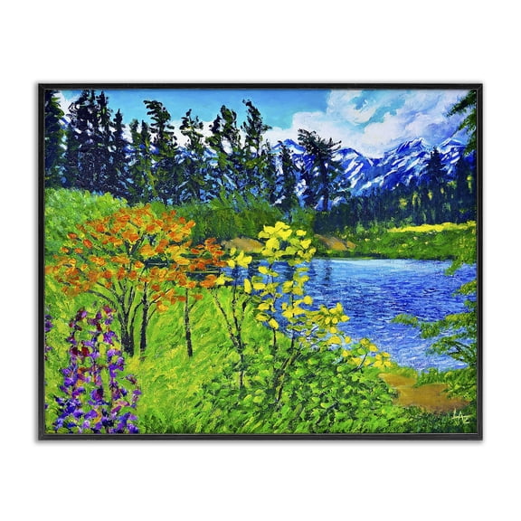 Hidden Lake Scenery Black Framed Giclee Art, 14 x 11, Made In USA