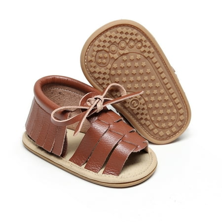 

kpoplk Cute Shoes For Teen Girls Boys Girls Open Toe Solid Tassels Shoes First Walkers Shoes Summer Baby Girls Shoes(Brown)