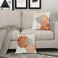 thumbnail image 3 of Orange White Pillow Covers 16x16 Inch Dahlia Flower Decorative Throw Pillows Modern Geometry Floral Outdoor Farmhouse Pillowcase Linen Square Cushion Case Decor for Home Sofa Couch Bed, Set of 2, 3 of 6