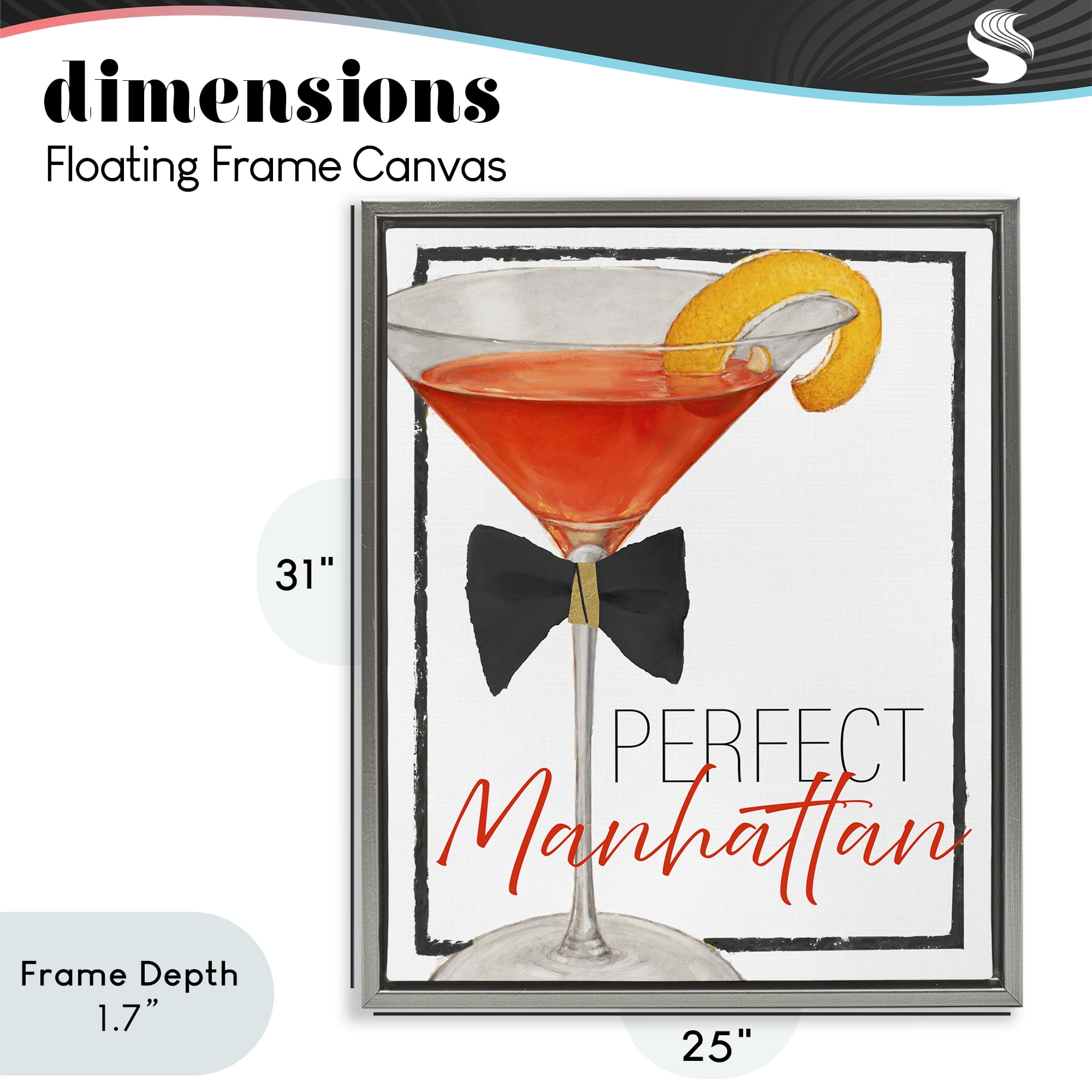 Stupell Industries Perfect Manhattan Cocktail Gray Framed Floater Canvas Wall Art, design by Lorenzo Collective