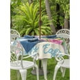 thumbnail image 2 of Outdoor Tablecloth with Umbrella Hole and Zipper, Easter Round Table Cloth 54 Inch Waterproof Tablecloth, Spring Watercolor Bunny Eggs Flowers Pink Plaid Picnic Table Cover for Patio Camping, 2 of 7