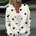 thumbnail image 2 of TQWQT Valentines Day Sweater Women 2025 Open Front Love Heart Print Holiday Sweater Button Down Cardigan Cute Plus Size Women Clothes XL, 2 of 5