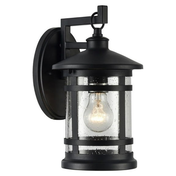 Transitional Style Wall Sconce with Clear Seeded Glass, Black
