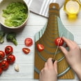 thumbnail image 3 of Modern Cutting Board, Pattern of Modern Long Corridor Contemporary Geometric Structure Tunnel Picture, Tempered Glass Cutting and Serving Board, Wine Bottle Shape, Orange Grey, by Ambesonne, 3 of 5