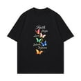 thumbnail image 2 of Black T-Shirt With Butterfly And Inspirational Words Faith Hope Love Believe Dream For Casual Wear, 2 of 4