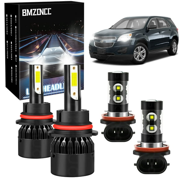 4pcs 6000k Combo 9007 H11 LED Headlight/Fog Light Bulbs for car Equinox 2005-2009