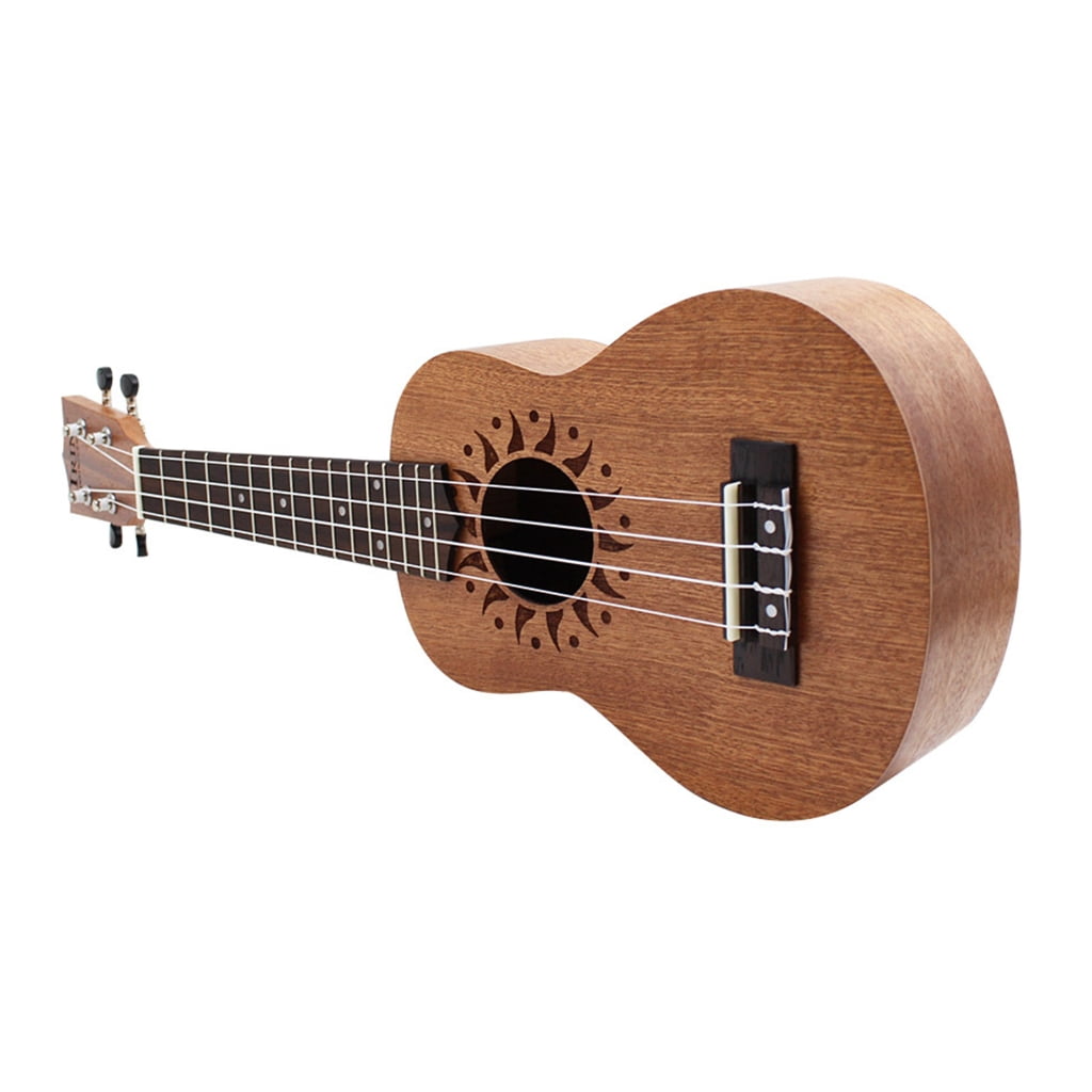 BQBQERT Hawaiian Starter Ukuleles 4 Strings Small Guitar Pattern Acoustic Ukulele Nylon Strings (21 Inch)