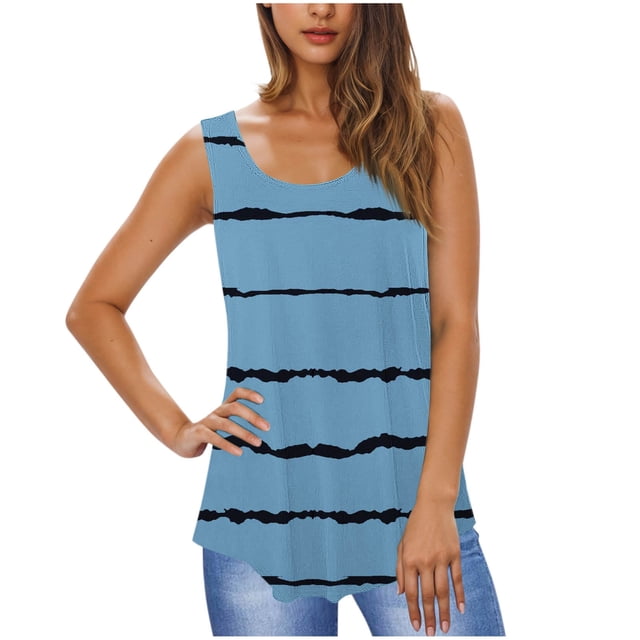 T-Shirt Sans Manches pour Femmes, Débardeur Ample à Col Rond, Haut en Tricot Extensible Décontracté pour Femmes, Doux pour Tous les Jours