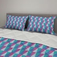 thumbnail image 2 of Abstract Comforter & Sham Bedding Set, Continuous Triangles Polka Dot and Stripes Geometric Print, 3 pcs Duvet Set Microfiber Filling Quilt, 5 Sizes, Fuchsia Seafoam, by Ambesonne, 2 of 4