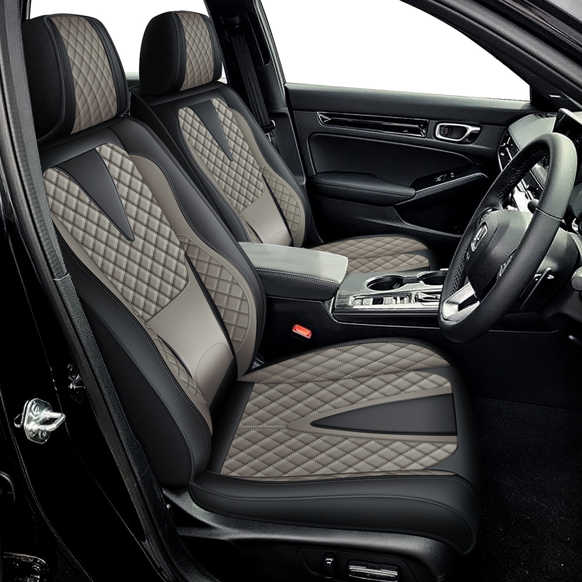 HQBQBUG Car Seat Covers Full Set Custom Fit for Subaru Forester 2014-2024 2025 Full Set Leather Seat Cushion Waterproof Automotive Seat Covers Protector Grey,FullSet(5Seat)