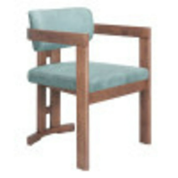 Poly Dining Chair Moss Gray & Walnut Dining Chair, Modern Style, Cozy polyester linen fabric, Rubberwood, Indoor Dining